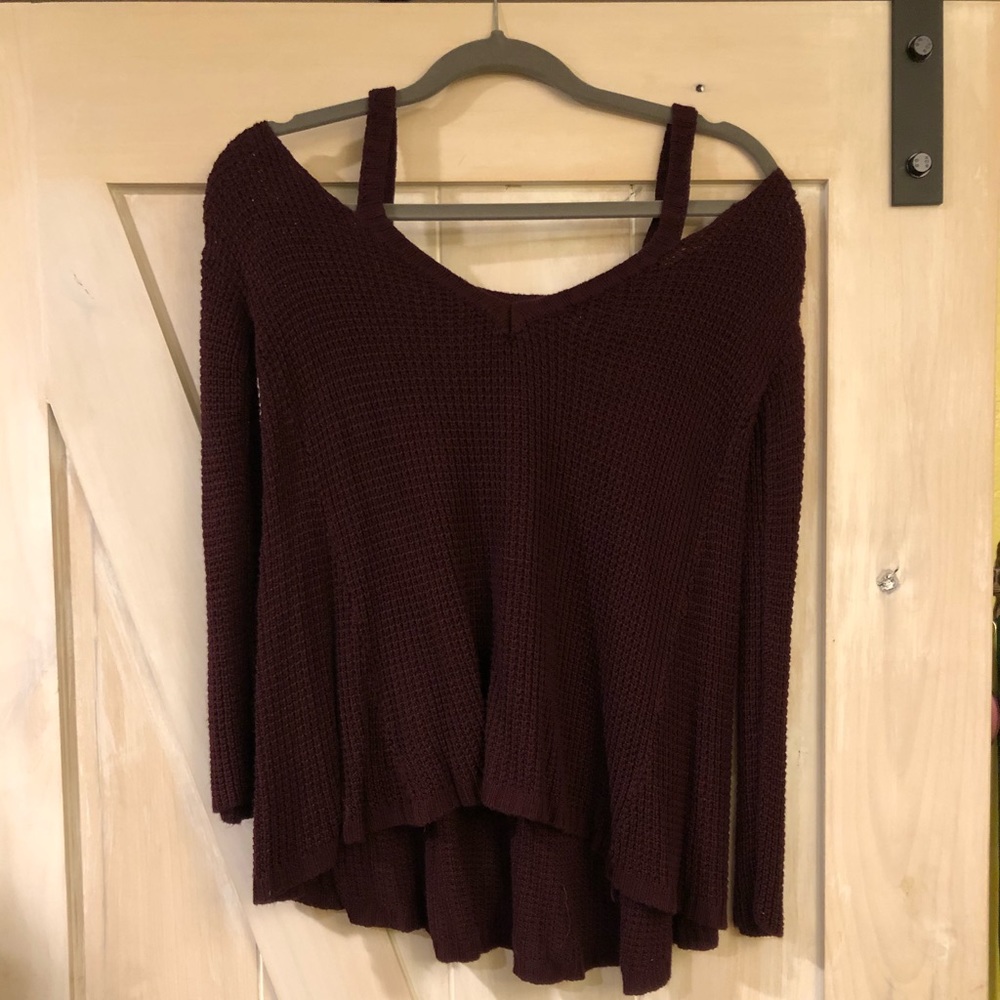 Burgundy Off the Shoulder Sweater